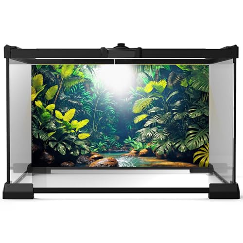 Image of Palm Tree Leaves Aquarium Background Tropical Jungle Rainforest Fish Tank Background Tropical Stream Nature Landscape Reptile Tank Backgrounds Foggy Misty Leaf Reptile Enclosure Backgrounds 30x18in
