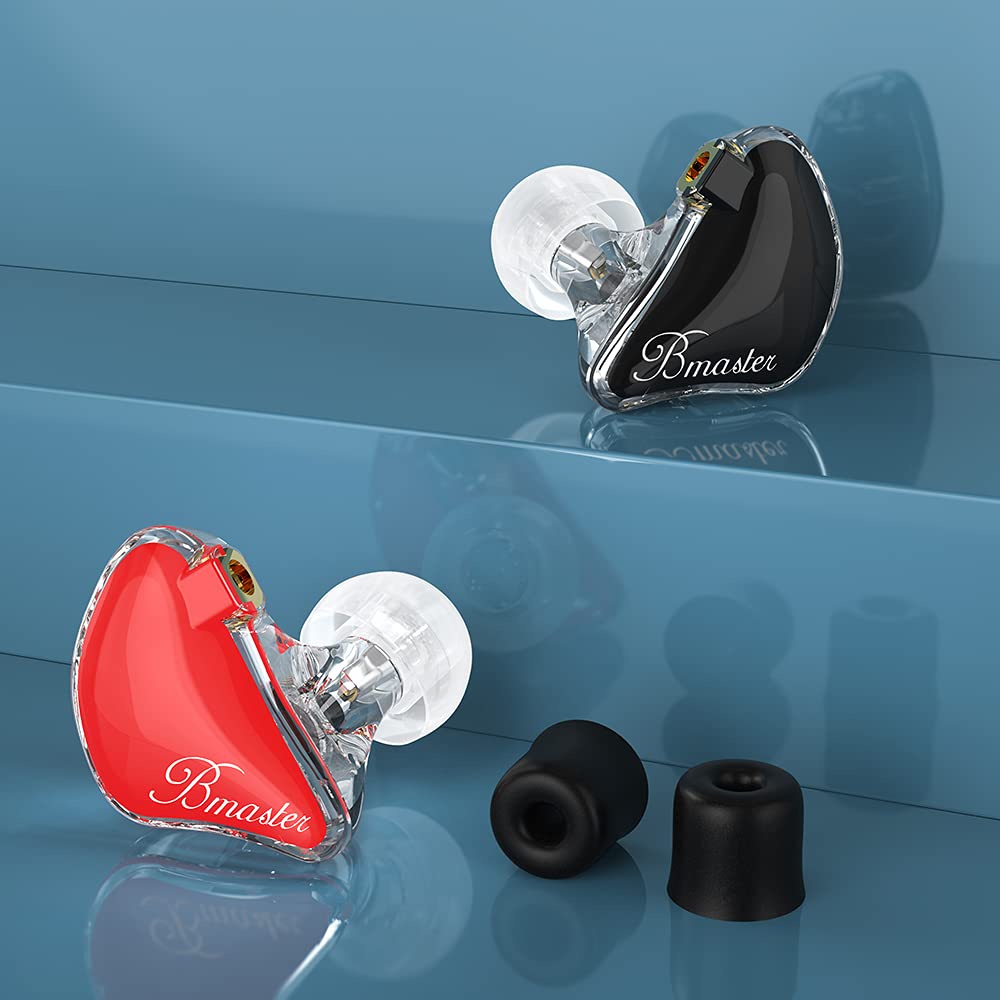 BASN Bmaster In-Ear-Monitore, dreifacher Treiber, HiFi-Stereo, geräuschisolierend mit verbessertem Bass, für Musiker, Bühnen-/Audioaufnahmen (Pro Rot/Schwarz)