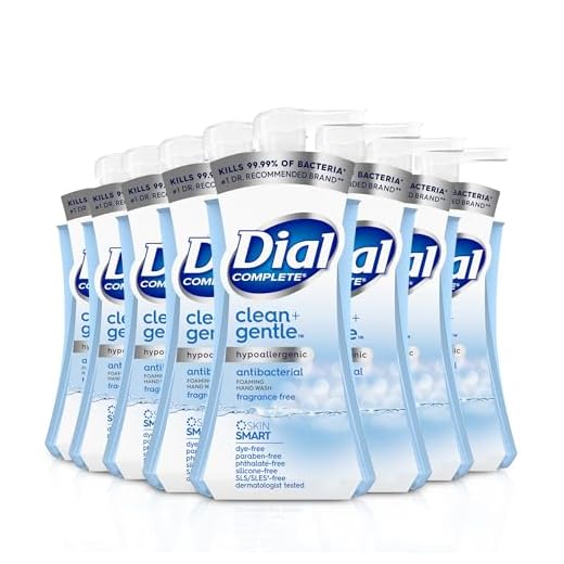 Dial Complete Clean + Gentle Antibacterial Foaming Hand Wash, Fragrance Free, 7.5 fl oz, 8 Count Case
