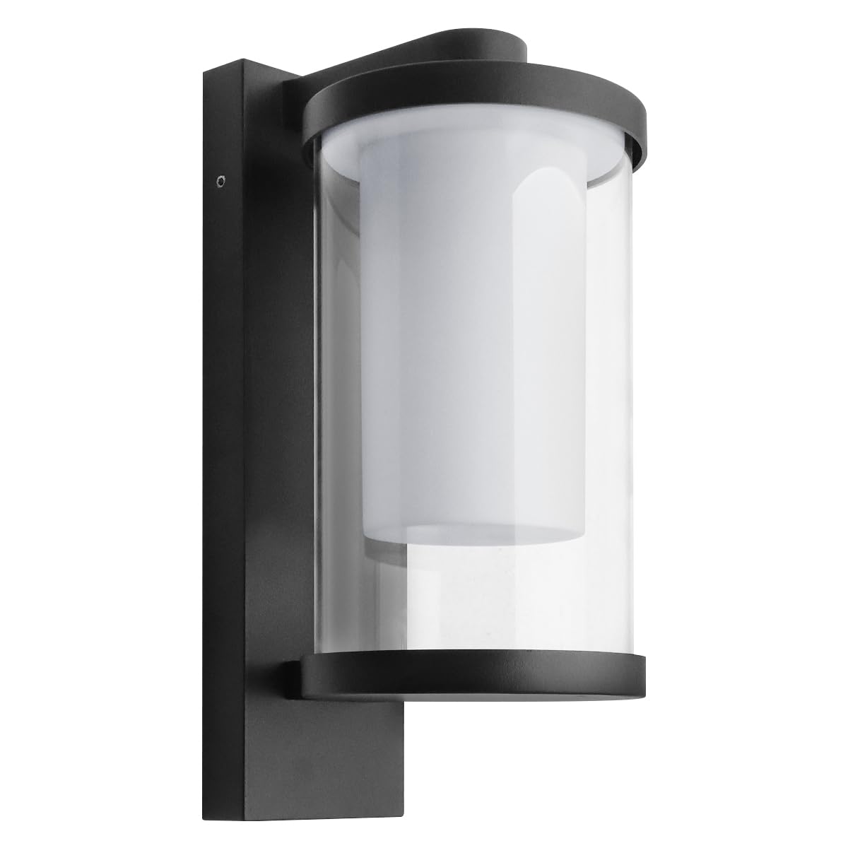 Long Life Lamp Company Black Garden Outdoor Led Wall Lantern Opal Diffuser Porch Light Cylindrical Glass Lamp Shade 4W Warm White Zlc379