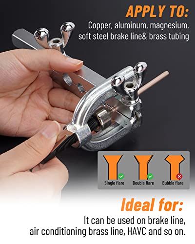Racewill 25 Ft 3/16" Copper-Nickel Alloy Non-Magnetic Brake Line Kit (Includes 16 Fittings And 4 Unions Brake Line Fittings) + Brake Line Double & Single Flaring Tool Kit #TOP4