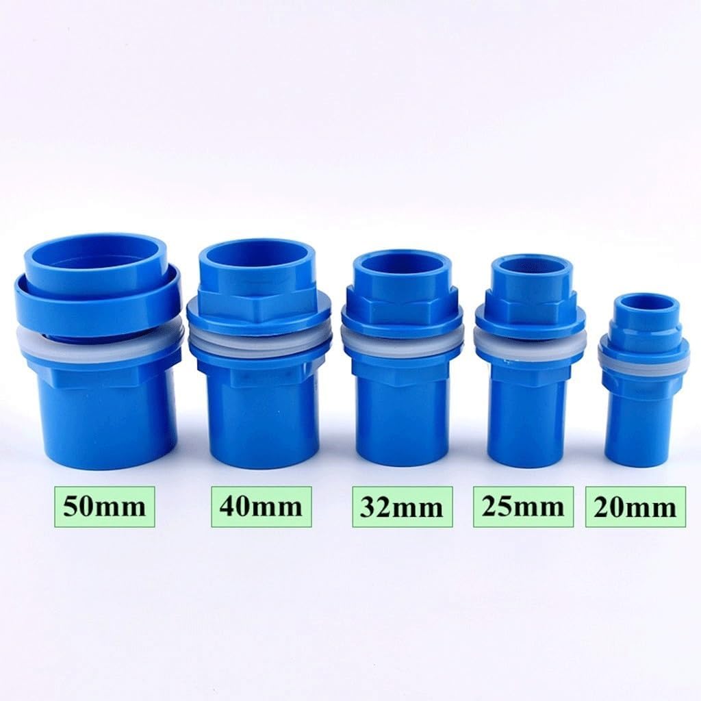 10pcs PVC Aquarium Butt Fish Tank Pipe Drainage Connector, for Thicken UPVC Pipe Drain Adapter Inlet Outlet Joints (Color : Inner Dia 50mm, Size : 10pcs)