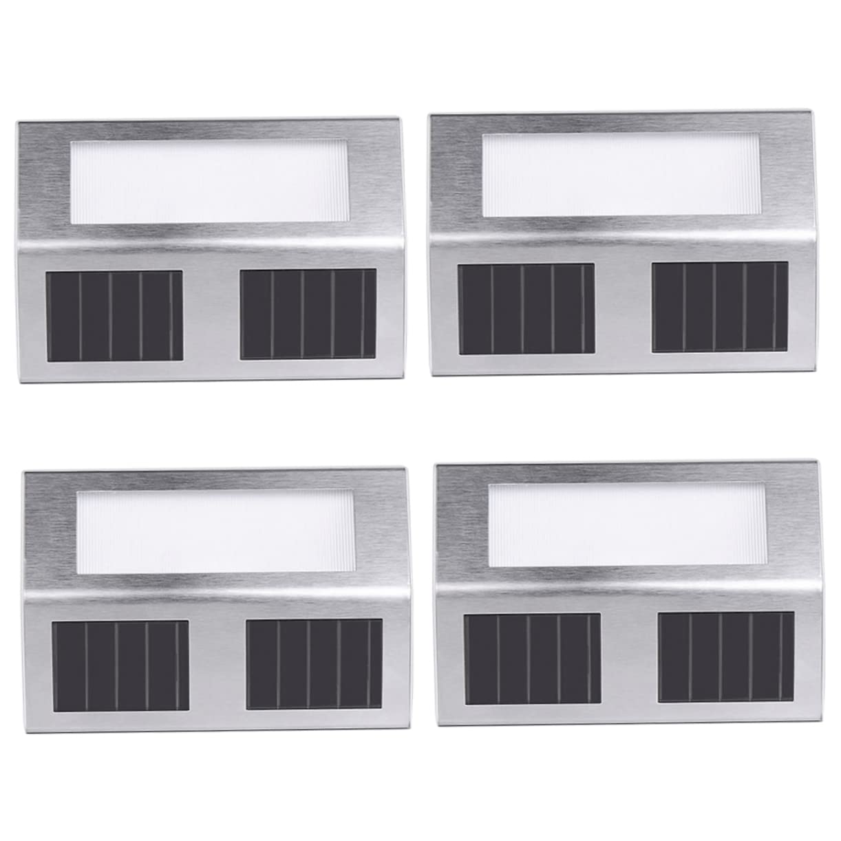 DOITOOL 4Pcs Stainless Steel Solar Wall Light LED Super Bright Solar Powered Security Light for Outdoor Use for Streets Gardens Yards Parking Driveways and Garages White