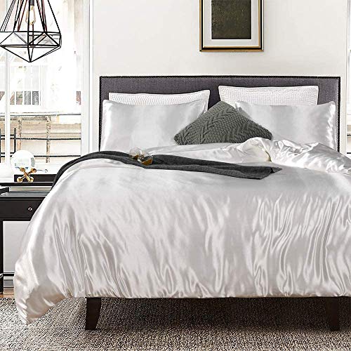 Conjunto de edredom de cetim da Feelyou de seda com 2 tamanhos de cama de microfibra de cor sólida b