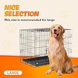 Dog Crate Large Size, Heavy Duty Sturdy Folding Pet Cage, Dog Cage with 2 Doors(Front Door and Skylight), Removable Plastic Base Tray-Easy Cleaning (90x56x65cm) - Image 3