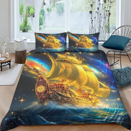 Parure de lit navire 3D en microfibre douce pour lit double 200x200cm - 8