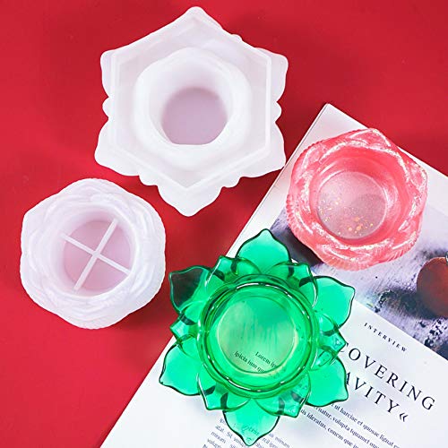 IOOI 2 Stücke Lotus Harzform Kristallguss Resin Epoxy Silikonformen, Kerzenhalter Gussformen Candlestick Silikon Gießform für Kerze Cover
