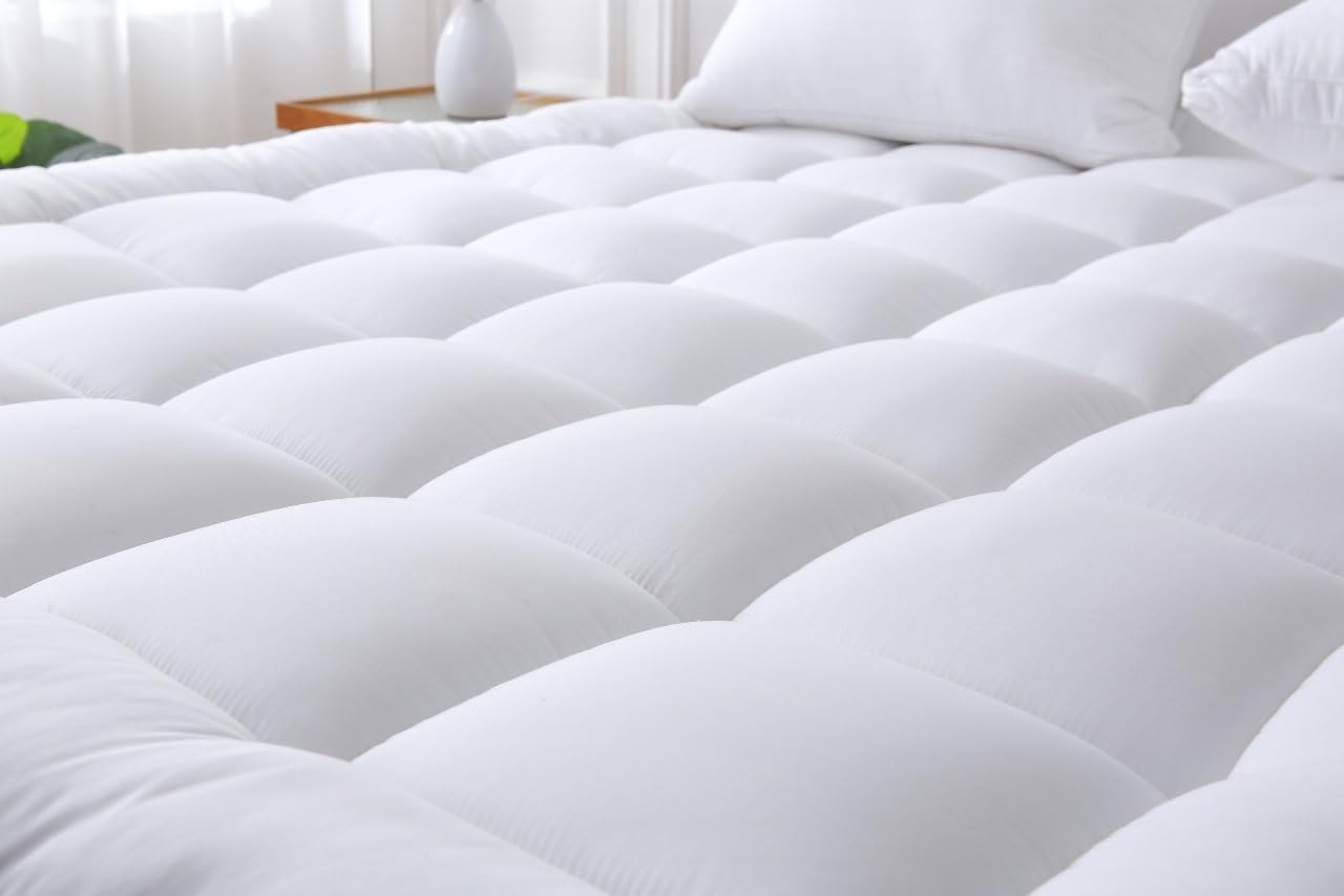 Aaf Textiles Quilted Single Mattress Topper – 10cm Microfiber Deep Fill 1100 GSM Mattress Topper Single Bed for Comfort – Breathable Single Bed topper for Pressure Relief (92x190cm White)