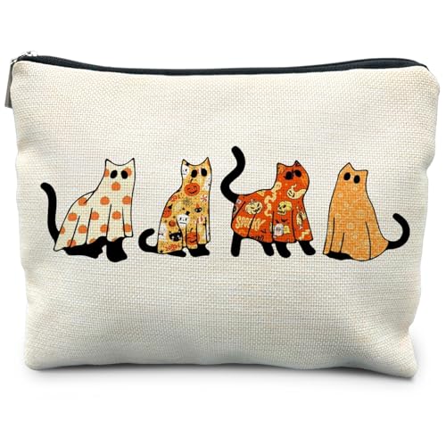 RYYCDOI borsa trucco Halloween Cosmetic Bag, Gatto Halloween