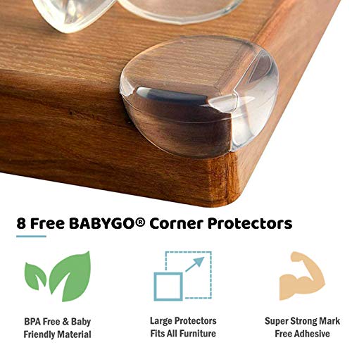 BABYGO Magnetic Child Safety Locks Cupboard, Cabinet & Drawer Lock, (10 Premium Locks, 2 Keys & 8 Free Corner Protectors) 30 Second Easy Install, No Screws, Protect Kids & Baby Proof Your Home!