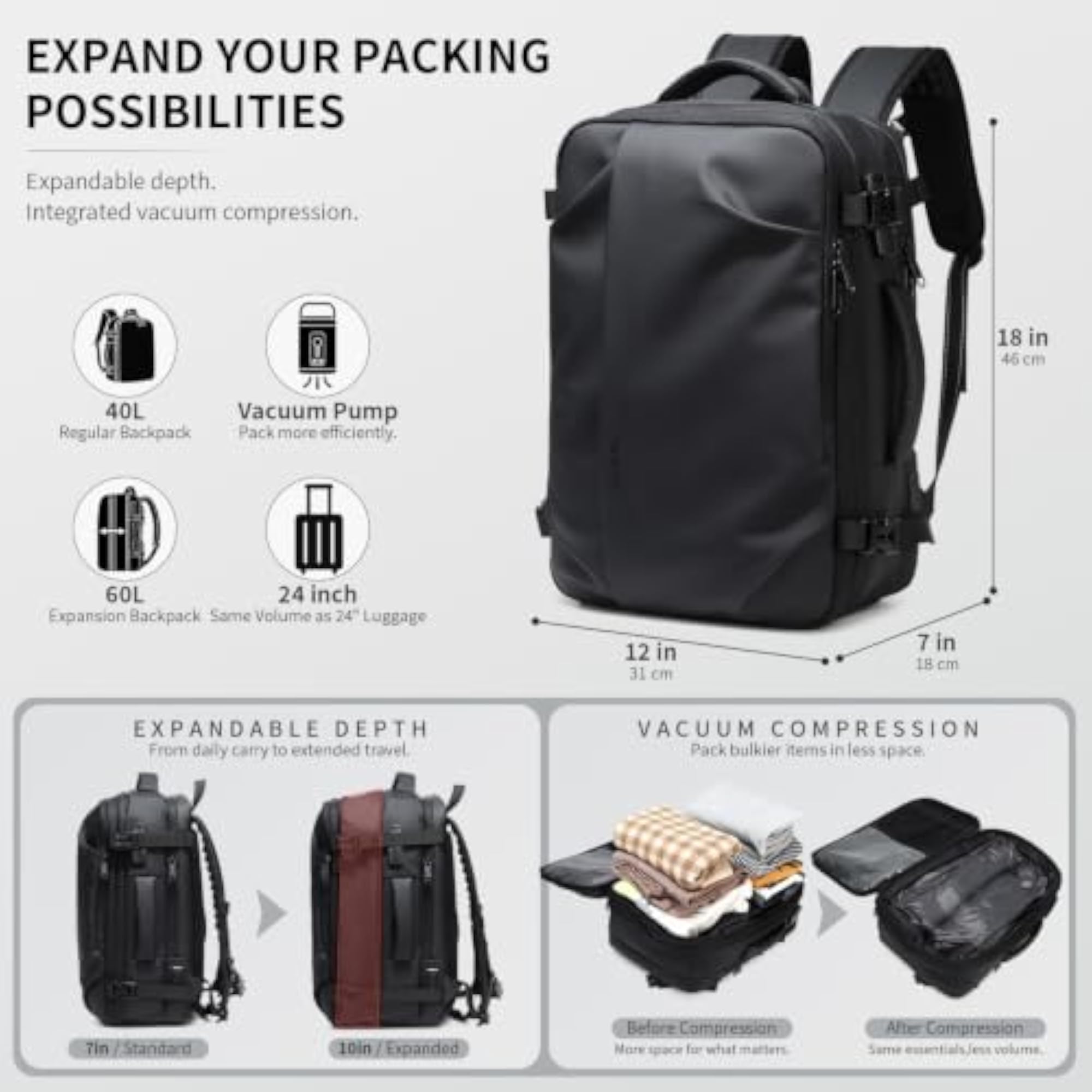 Backpack with Vacuum Compression