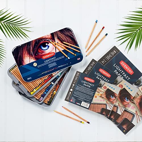Derwent Lightfast Paper Pad 9 x 12 Inches, 300gsm, 20 Sheets, Smooth Hot Pressed Surface, Acid Free, Ideal For Fine Art Drawing & Colouring, Professional Quality, 2305832
