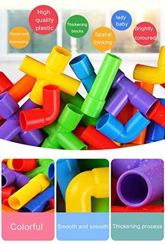 Image of AEXONIZ TOYS Pipe Puzzle Building Blocks Toy Set for 3-8 Years Old Kids Boys & Girls, Random Color (75 Piece) (Pipe Shape Building Block)