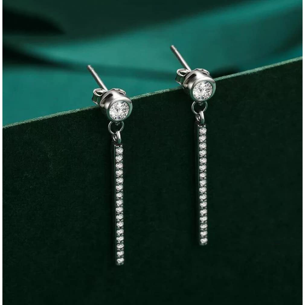 HLTYGWX Funkelnde Ohrhänger aus 925er-Sterlingsilber, transparente Hängeohrringe für Damen, Hochzeitsschmuck