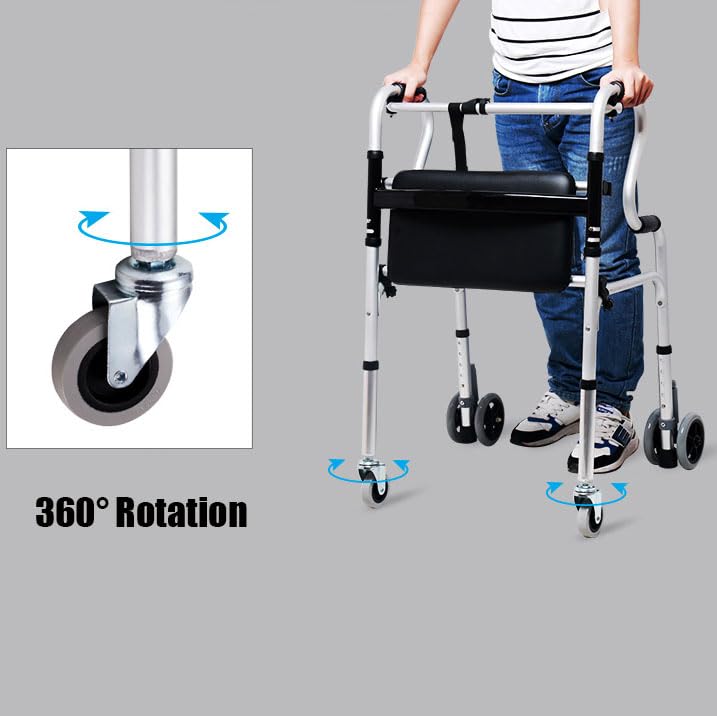 Andador para Ancianos,Andador for Adultos con 4 Ruedas for Personas Mayores,Andador Ligero De Aluminio, con 4 Ruedas
