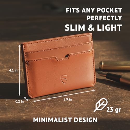Image of Vaultskin MOORGATE Slim Card Holder - Minimalist Leather Wallet with RFID Blocking, Front Pocket Credit Card Case for Men & Women