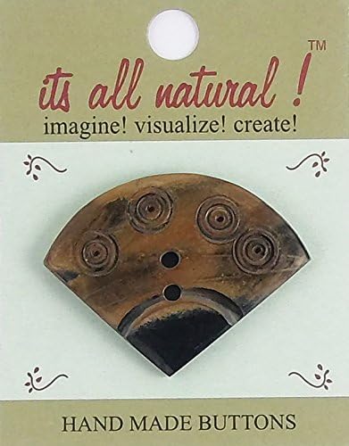 12 Packs Value Horn Buttons-Black/Beige-Oriental Fan Shape - 1 pc/pk. Natural Handmade