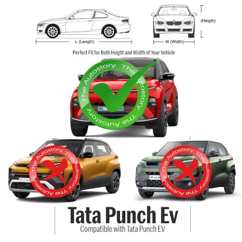 Image of AutoStory Punch Ev Car Cover | Dustproof Lightweight Car Body Cover | Custom Fit for Punch Ev | Mirror Pocket | Lightweight | Indoor & Outdoor | Mirror Pockets, Elastic Bottom