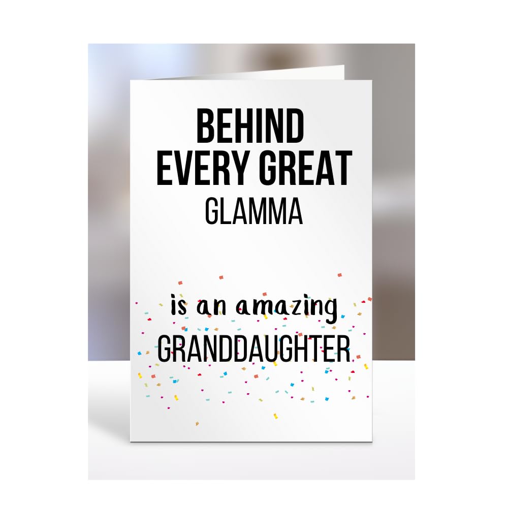Birthday cards for Glamma from Granddaughter, Gifts for Him, Her, Men, Women, Presents for Christmas, Behind Every Great An Amazing, Cute, A5-255a_239