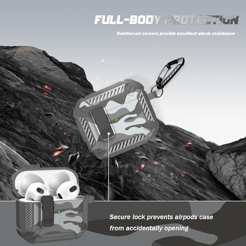 Image of RFUNGUANGO for AirPods 3 Case Carbon Fiber Series, Grey Camo