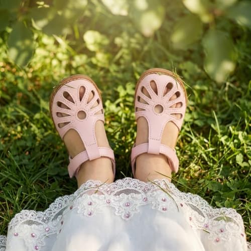 Image of THEE BRON Toddler Girls Closed-Toe Sandals Sweet Retro Cutout Summer Dress Shoes