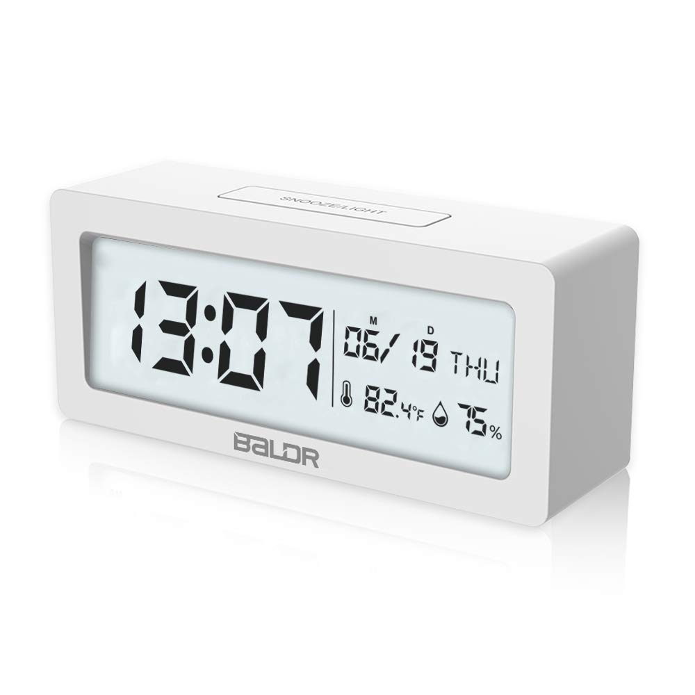 Buy BALDR Compact Digital Alarm Clock with Ultra HD LCD Screen Clocks for Bedroom, Travel