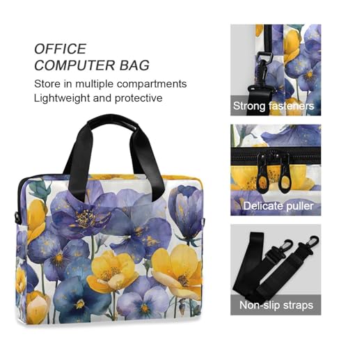 Maletín para laptop con estampado flor mariposa para 13-16 in miniatura 6