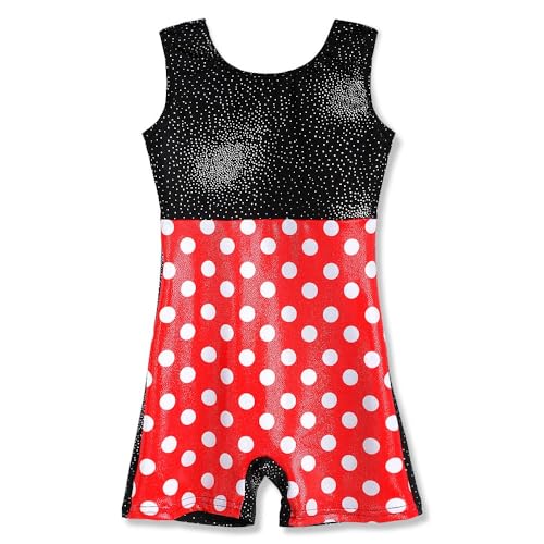 HOZIY Gymnastics Leotards for Girls Kids Size 7-8 7/8 Biketards Unitards Polka Dots Red Black