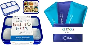 Bundle of Bento Lunch Box for Kids Boys Adults with Utensils Blue + Ice Packs for Lunch Bags Blue & Turquoise