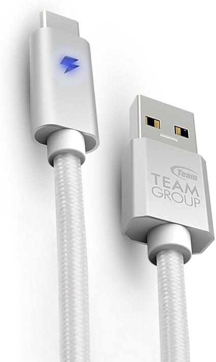 Amazon Team Type C スマホケーブル 光る Ledライト付き 1m Usb 3 1 充電 データ転送 アンドロイド スマホ シルバー 携帯電話 スマートフォンアクセサリ 通販