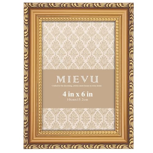 MIEVU 46 Picture Frame Gold - Picture Frames for Wall Hanging And Tabletop Display Ornate Photo Frame for Poster Vintage Frames Christmas Frames with Durable Plexiglass