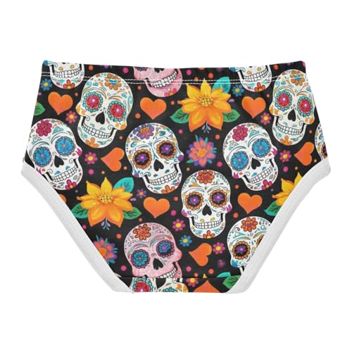 Joisal Girls Underwear Toddlers 2t Cotton Panties for Girl Fancy Briefs Kids Undies Colorful Sugar Skull Floral Black2