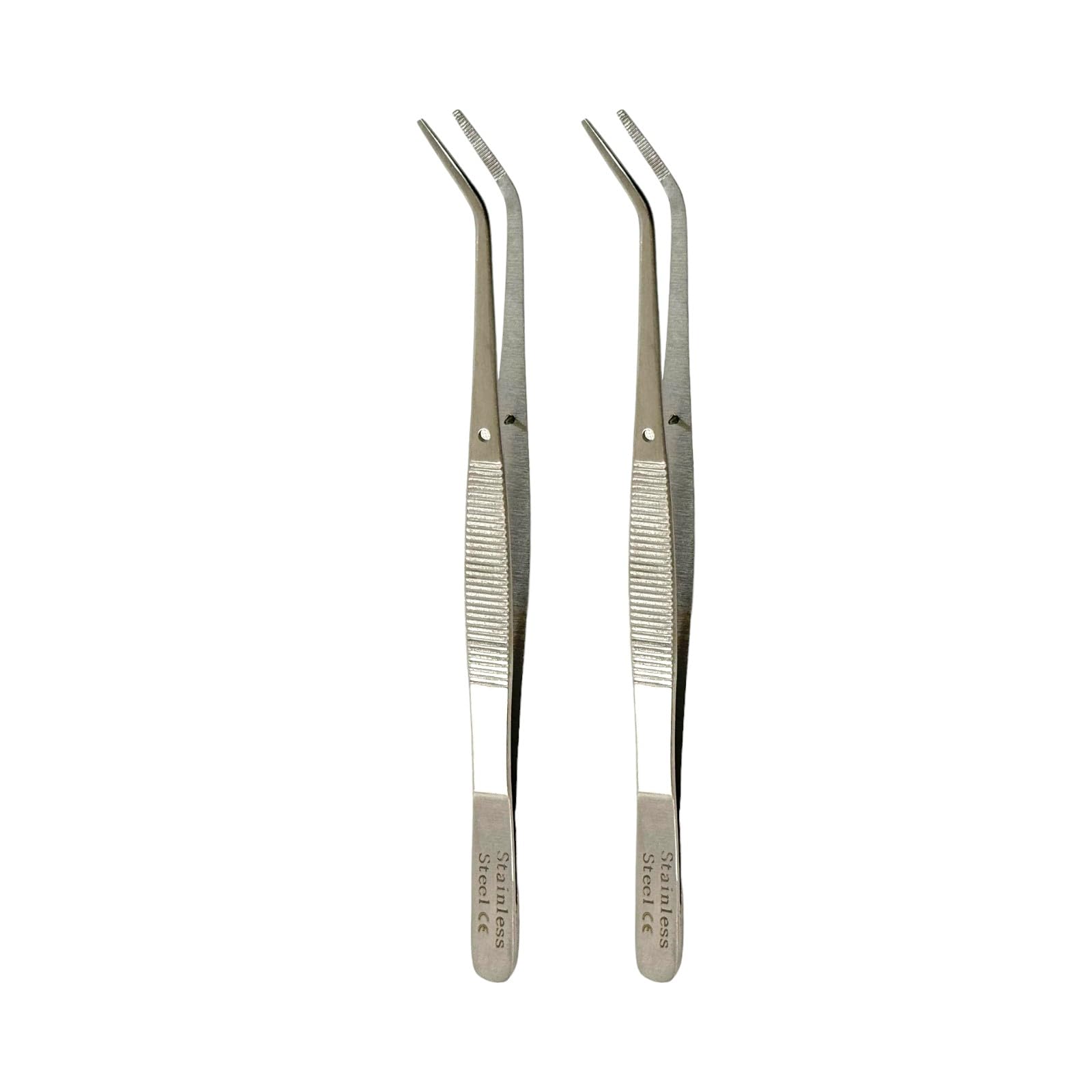 2 Pack | Cotton Dressing Pliers 6in, Serrated, Curved - with Guide Pin - Diagnostic Dental, Lab Instruments