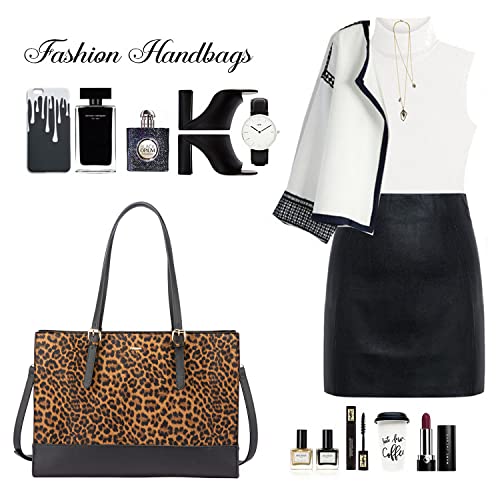 Image of LOVEVOOK Laptop Bag for Women, Fashion Computer Tote Bag 15.6 Inch Large Handbag, Shoulder Bag Purse for Business Work