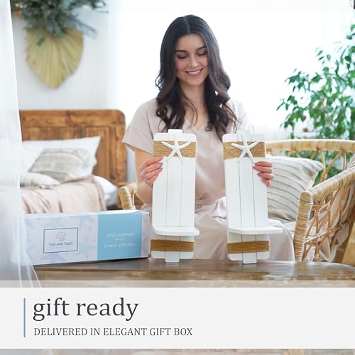 TideAndTales Starfish Wall Candle Sconces for Coastal Room Decor (Set of 2) Rustic Beach Themed Room Decor Wall-Mount Candle Wall Holder with Seashell, Nautical Style Beach Bathroom Decorations - Image 6