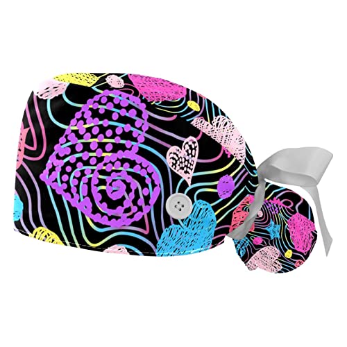 Casquettes de travail ajustables avec motif coeurs coloré JDEZ