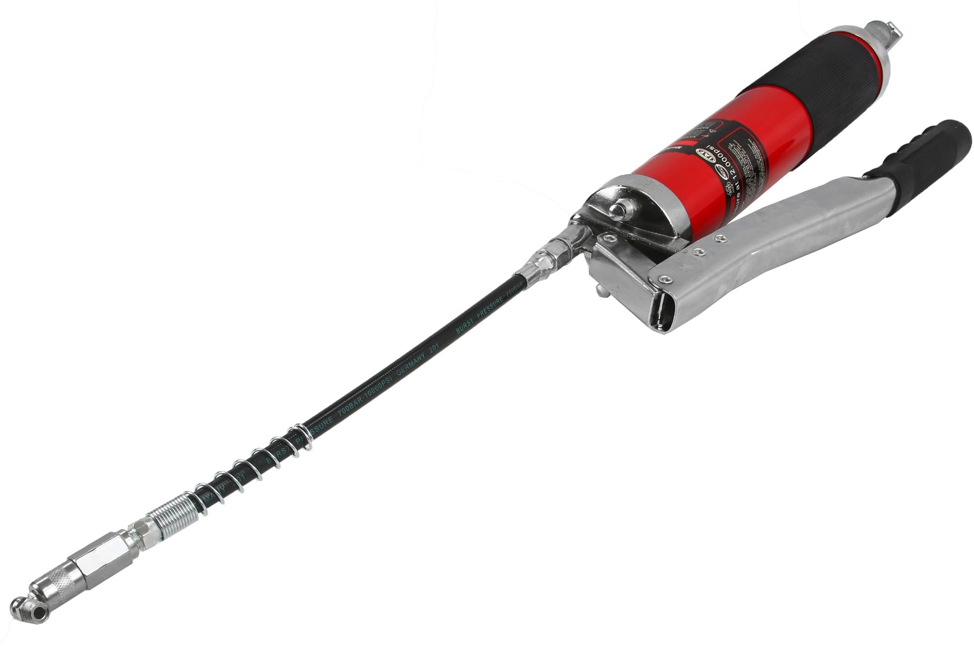 Ingrassatore Manuale con Ingranaggio | da 600 ml | Tubo Flessibile | Tubo Rigido | 4 Punte Universali