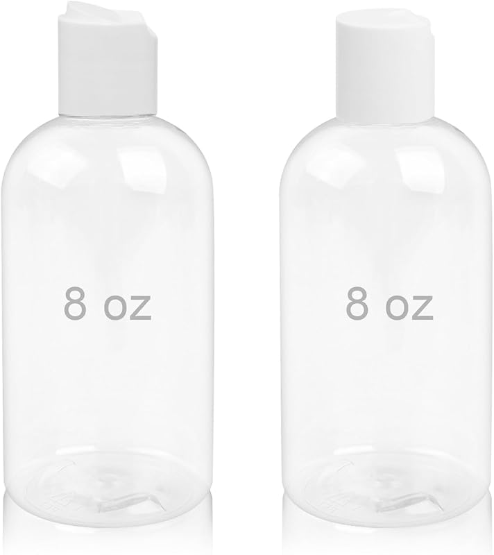 Frascos plásticos vazios Neendohome com tampa branca de disco, 250 mL, pacote com 2