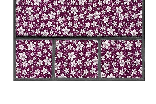 Image of The Furnishing Tree Fridge Top Cover Compatible for Samsung RS76CG8003S9HL, 653 LTR WxL 71x141 in CM Floral Pattern Purple