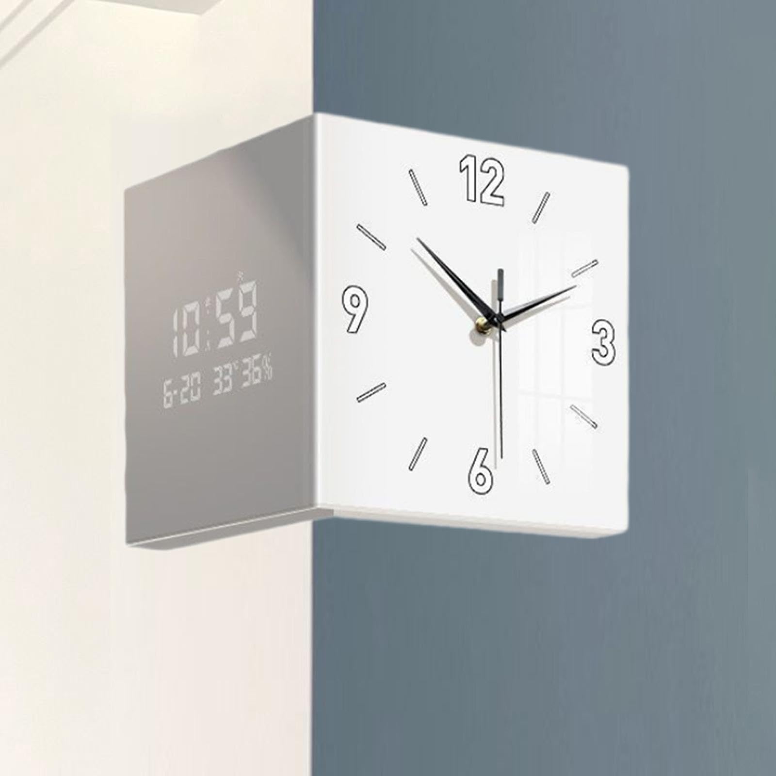 Amazon.co.jp: 両面壁掛け時計 コーナークロックスクエア 置き時計