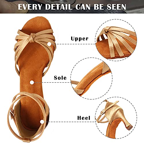TINRYMX Women's Latin Dance Shoes Satin Ballroom Salsa Cha-cha Professional Practice Dance Shoes,Model-EM2173