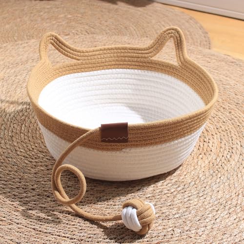 Handwoven Cat Basket,Instinct Basket for Cats (Light Brown,L)