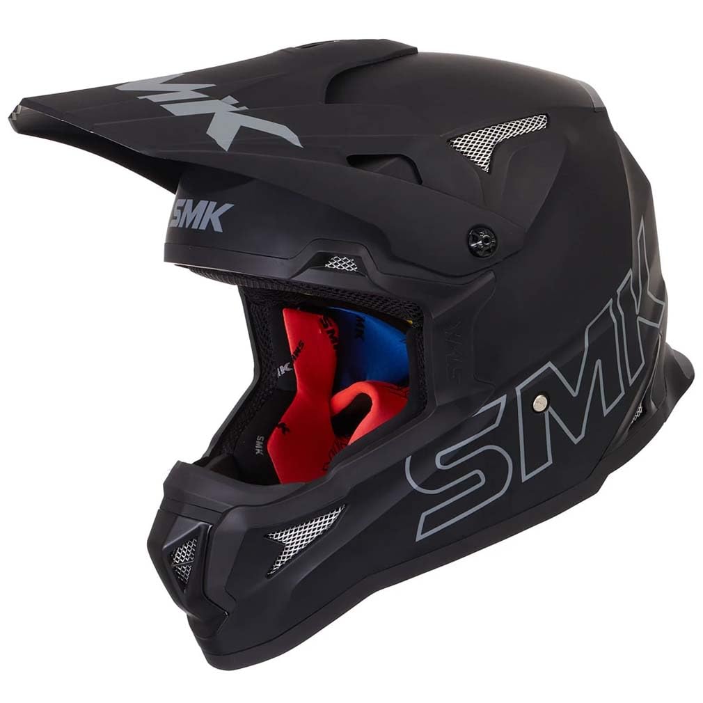 Casco de Motocross SMK Allterra Negro Mate - Casco Cross Enduro para Adulto Hombre y Mujer - Homologado ECE 22.06 - Designed