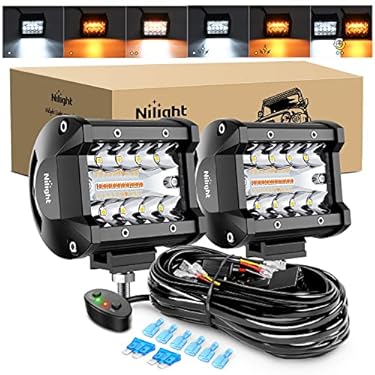 AMAZON - Nilight 2PCS 4Inch 60W LED Pods Spot Flood Amber White Light Bar Strobe 6 Modes Memory Function Off-Road Truck Car ATV SUV Cabin Boat with 16AWG Wiring Harness Kit-2 Lead, 2 Years Warranty