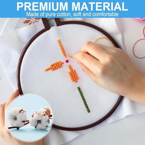 Image of 8 PCS Cross Stitch Aida Fabric 14 Count, 8 Colors 9.8 by 9.8 Inch, Classic Reserve Cross Stitch Aida Cloth for Home DIY Embroidery Decoration, Colorful