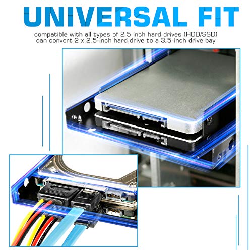 Image of SSD /HDD Metal Mounting Bracket kit 2.5 to 3.5, Convert Any 2.5 inch Solid State Drive /HDD Into One 3.5 inch Drive Bay