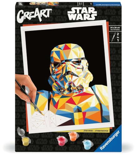 Ravensburger CreArt 23895 - Stormtroopers - Star Wars dipinto con numeri per adulti, set di pittura fai da te con pennello e colori acrilici, regalo per donne e uomini, pittura per adulti