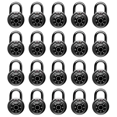 Standard Dial Combination Lock, 2 in. Wide, Lock for School, Employee, Gym & Sports Locker, Case, Toolbox, Fence (Pack of 20) Cover