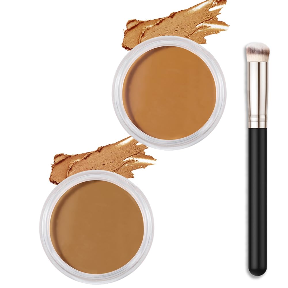 Kaely 2Pcs Cream Pot Concealer Full Coverage Makeup Set, Under Eye Brightener Color Correcting Concealer for Dark Circles, Waterproof Foundation