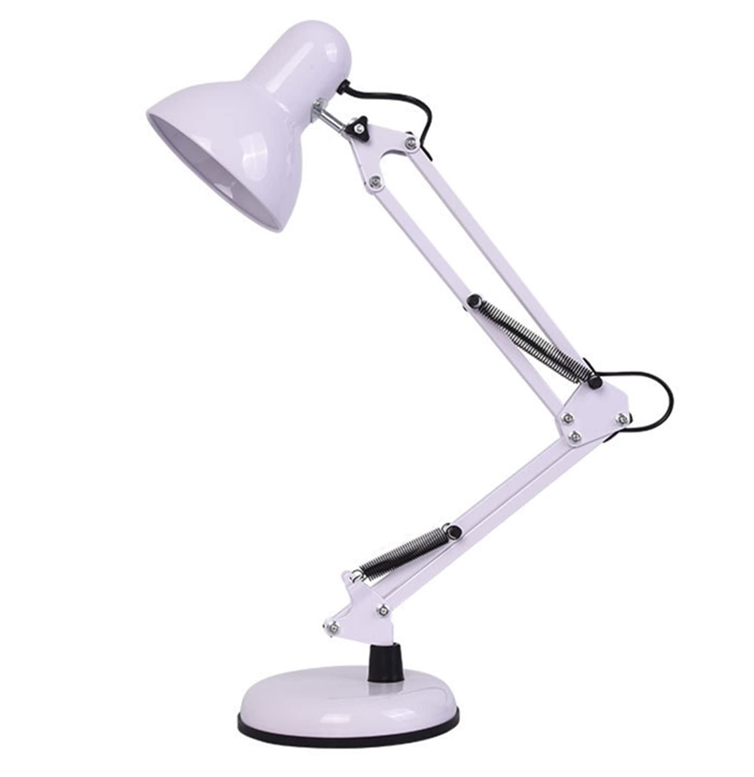Lampada da scrivania, Lampada da tavolo a braccio oscillante, E27 Luce da lettura Posizione paraluce regolabile, Lampada da architetto per studenti di lavoro d'ufficio di lettura al letto (Bianco)